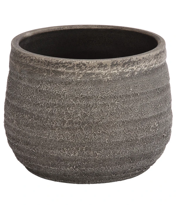 Dehner Keramik-Übertopf Yves, Bauchig, Grau 1 Dehner Keramik-Übertopf Yves, Bauchig, Grau