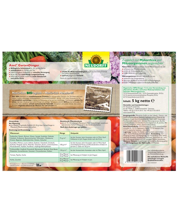 Neudorff Azet® Gartendünger, 5 Kg 2 Neudorff Azet® Gartendünger, 5 Kg – Bild 2