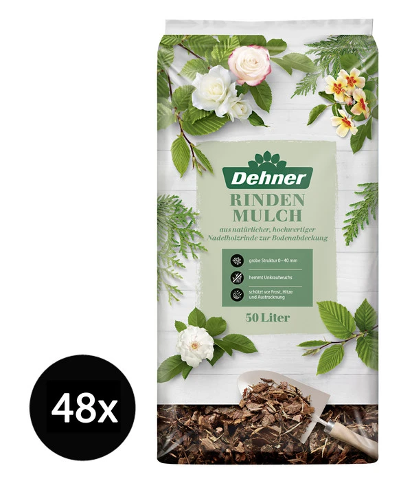 Dehner Rindenmulch Grob, 48 X 50 Liter 1 Dehner Rindenmulch Grob, 48 X 50 Liter