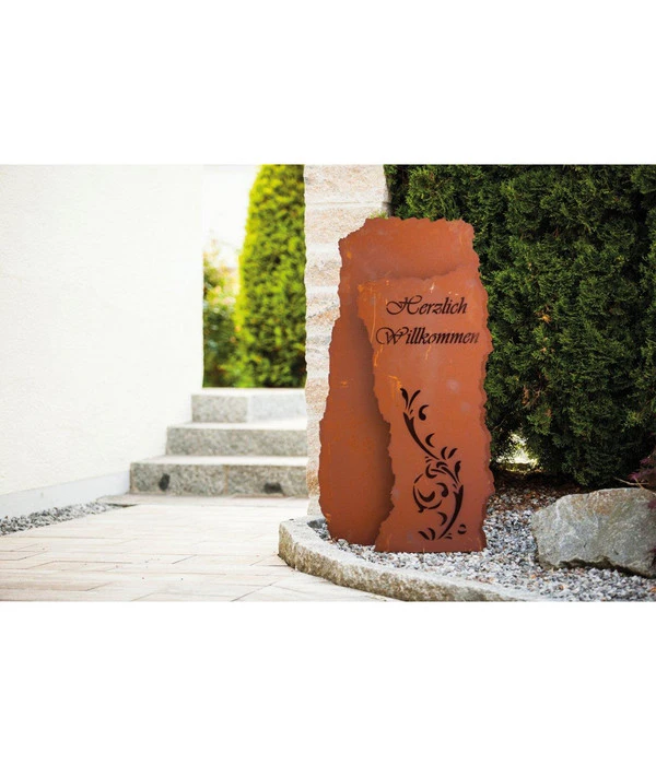 Ferrum Metall-Säulenbogen Herzlich Willkommen, 10 X 120 Cm, Rost 1 Ferrum Metall-Säulenbogen Herzlich Willkommen, 10 X 120 Cm, Rost