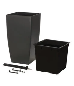 Dehner Kunststoff-Pflanztopf New York, Quadratisch, Ca. B30/H57/T30 Cm -Outdoor Garten Geschäft 2460004 WE DE 002 DehnerKunststoffTopfkonisch36x36x66cmgrauBlumentopf