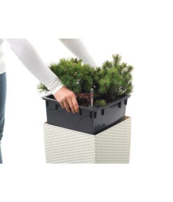 Dehner Kunststoff-Flechttopf Dallas, Quadratisch 27 Dehner Kunststoff-Flechttopf Dallas, Quadratisch -Outdoor Garten Geschäft 2460020 WE DE 001 EmsaKunststofftopf36x36cmweiss