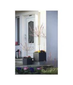 Dehner Kunststoff-Blumenkübel Palermo, Anthrazit -Outdoor Garten Geschäft 3728110 WE MO 001 KunststoffTopfKubusAnthrazitBlumenkuebelBlumentopfKubus