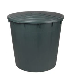 Kunststoff-Regentonne 500 L Mit Deckel, Rund, Dunkelgrün