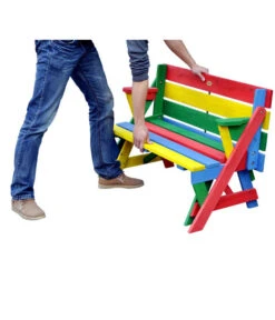 Habau Kinder Picknickbank Bunt, 100 X 50 X 62 Cm -Outdoor Garten Geschäft 4031100 WE FS 003 KinderPicknickbank