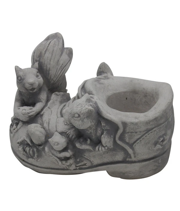 Fantasieco Stein-Schuh Mit Eichhörnchen, Ca. B13/H16/T22 Cm 1 Fantasieco Stein-Schuh Mit Eichhörnchen, Ca. B13/H16/T22 Cm