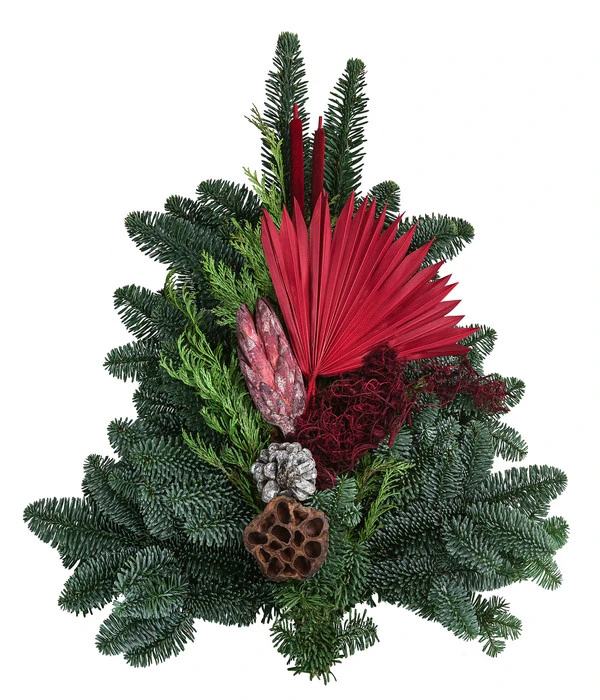 Grabstrauß, Dreieckig, Rot, Ca. B60/H12/T45 Cm 1 Grabstrauß, Dreieckig, Rot, Ca. B60/H12/T45 Cm