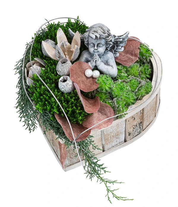 Grabgesteck Im Himmel, Herzförmig, Ca. B25/H25/T25 Cm 1 Grabgesteck Im Himmel, Herzförmig, Ca. B25/H25/T25 Cm