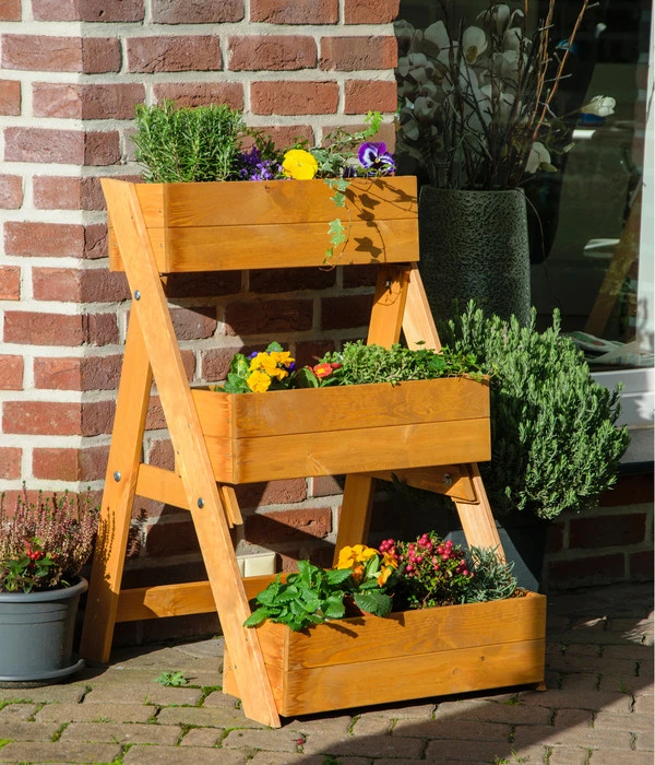Dobar Holz-Pflanztreppe, Ca. B70/H90/T60 Cm 2 Dobar Holz-Pflanztreppe, Ca. B70/H90/T60 Cm – Bild 2