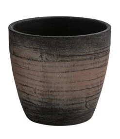 Dehner Keramik-Übertopf Luca, Konisch, Braun, Ca. Ø14 Cm