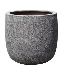 Dehner Polystone-Topf Lava, Rund, Schwarz