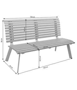 Dehner Bank London, 3-Sitzer -Outdoor Garten Geschäft 6893762 6893770 6893788 WE DE 001 AlubankLondonSkizze